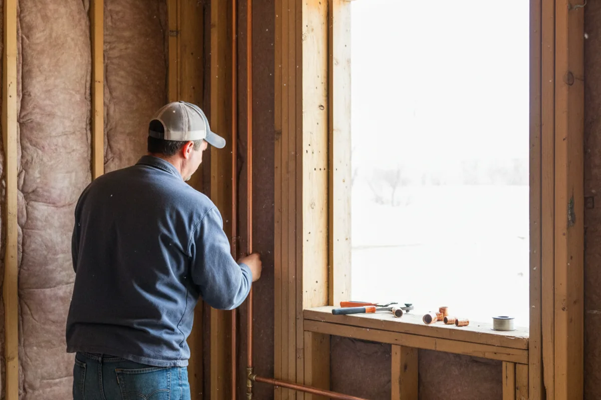 Licensed plumber running new copper supply lines in a Little Rock home