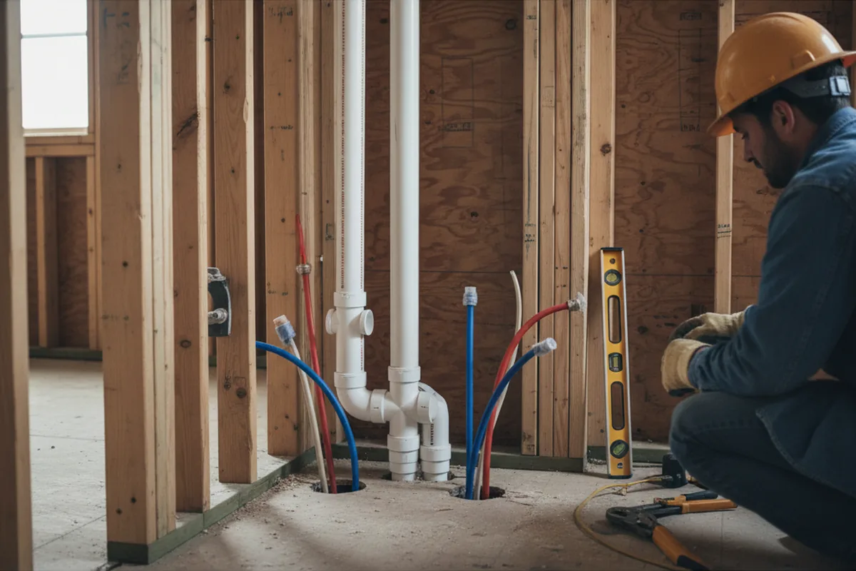 Drain and supply rough-in during Leak Detection in Little Rock